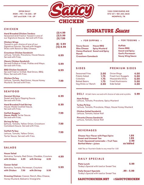 the saucy hen menu|Meal Deal